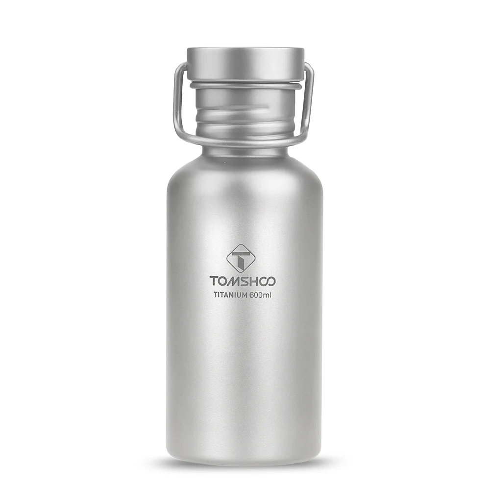 600ml Full Titanium Water Bottle with Extra Lid Ultralight Outdoor Camping Hiking Cycling Water Bottle