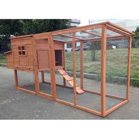 Chicken Coop Large 95 inch Deluxe Solid wood Hen Chicken Cage House Coop Huge with Run nesting box, Brown - Pet Supplies online store