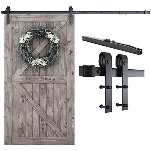 SMARTSTANDARD 6.6 FT Sliding Barn Door Soft Close Hardware Kit - 5 ft-10 ft, Smoothly and Quietly-Single Door-Invisible Design-Includes Step-by-Step Manual-Fit 36