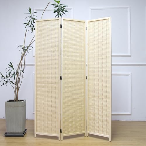 6 Panel Room Divider and Folding Screen Room Divider,Bamboo Room Divider for Room Separation,67