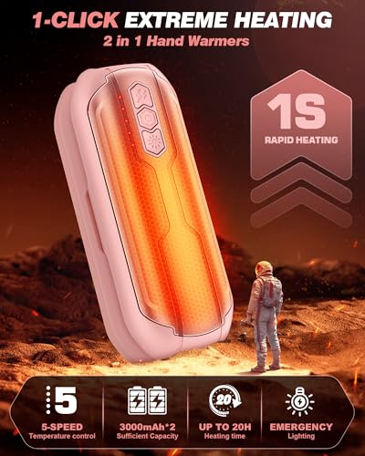 Rechargeable Hand Warmers 2 Pack - 6000mAh AI Handwarmers with Flashlight & 5 Level, 20Hrs Long Lasting, 2 in 1 Portable Electric Heater, Gift for Women/Men/Christmas/Golf/Camping/Hunting