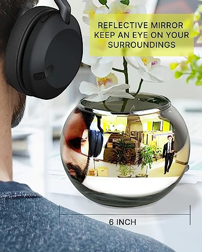 Skywin Convex Mirror Vase Silver Cubicle Decorations - 8 Inch Multipurpose Cubicle Mirror, Desk Mirror to See Behind You - Aesthetic Office Cubicle Accessories, Office Cubicle Decor Organizer