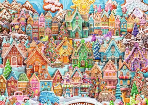 Ravensburger - Christmas Cookie Village - 1000 Piece Jigsaw Puzzle - Piece Together an Entire Gingerbread City - Stunning Detail - Premium Quality - Ages 12+