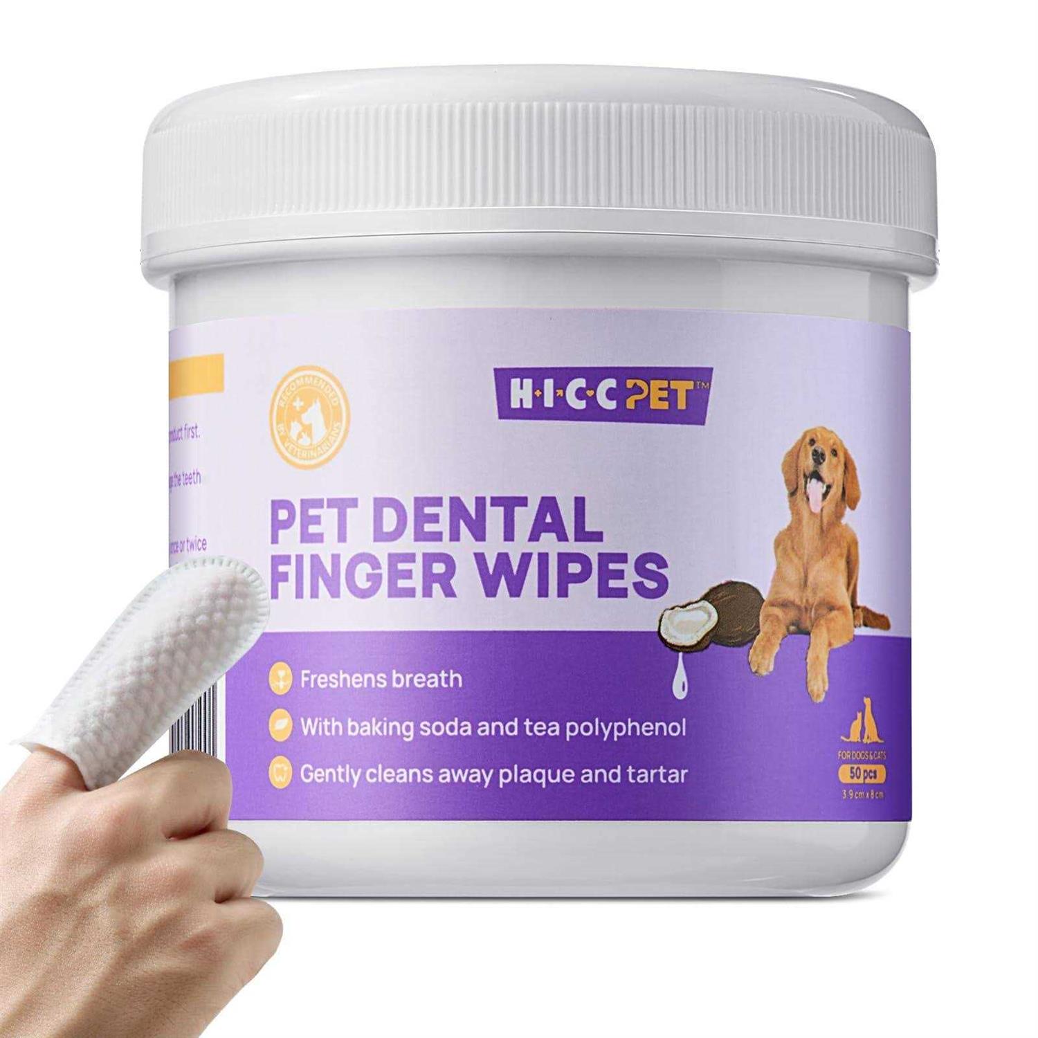 HICC PET Teeth Cleaning Wipes for Dogs & Cats, Remove Bad Breath by Removing Plaque and Tartar Buildup No-Rinse Dog Finger Toothbrush - Pet Supplies online store