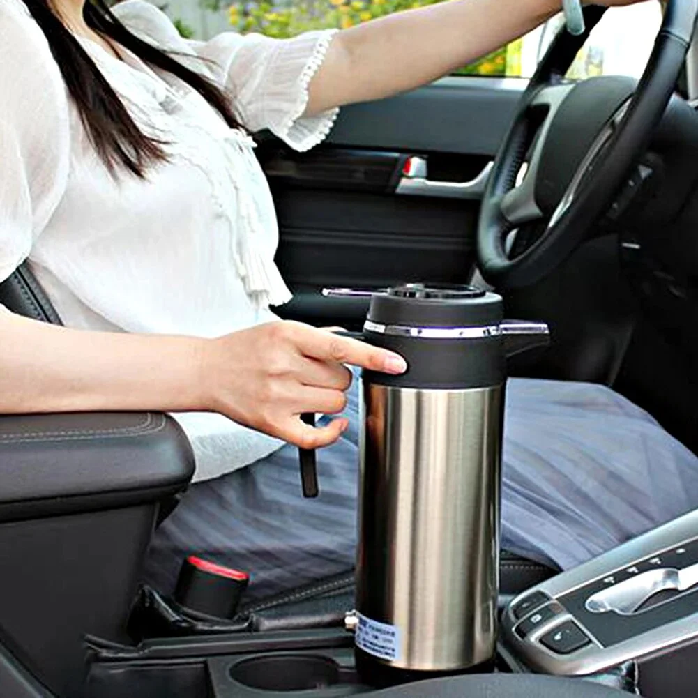 For 12V/24V  Heating Cup Kettle Stainless Steel Water Heater Bottle for Tea Coffee Drinking Travel Car Truck Kettle