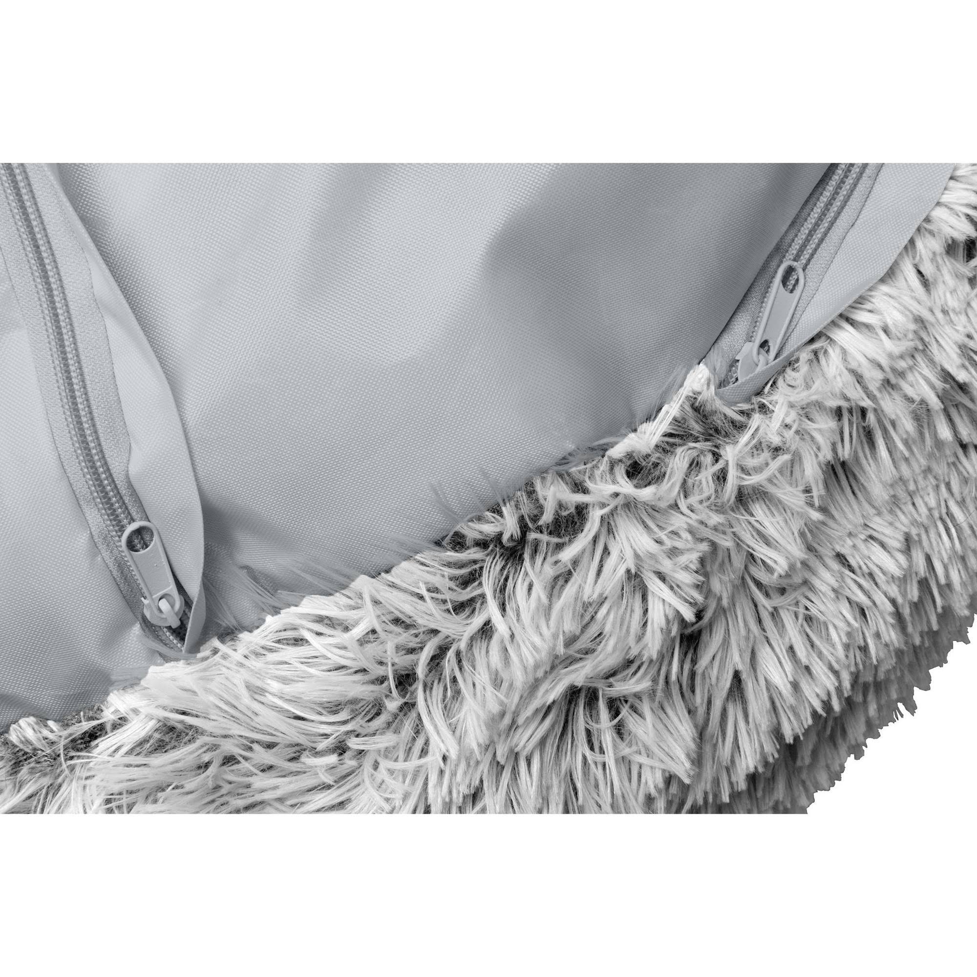 FurHaven Calming Cuddler Long Fur Donut Dog Bed - Large, Mist Gray