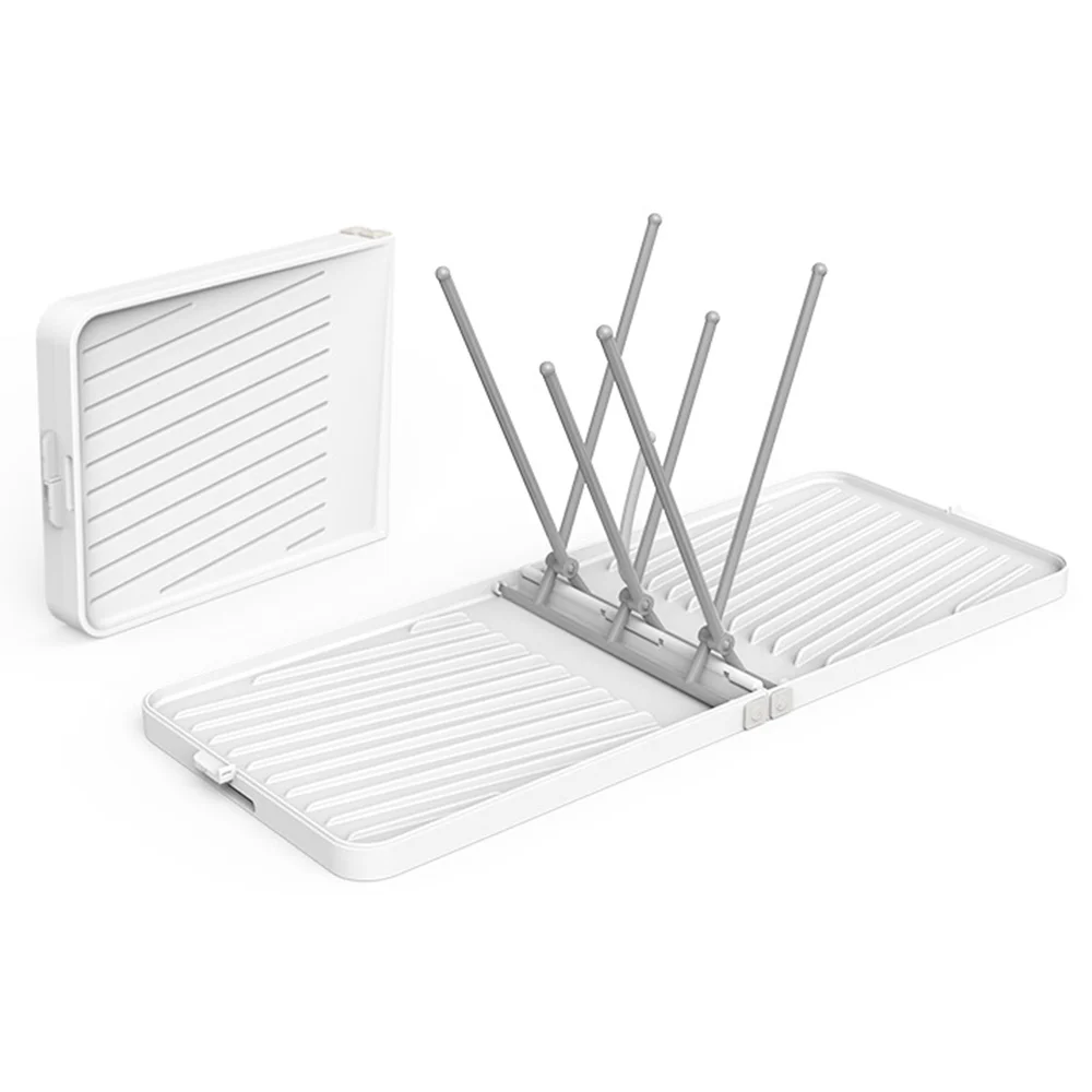 Dcenta Foldable Bottle Drying Rack with Tray Travel Bottle Dryer Holder Space Saving Drying Rack for Bottles and Accessories