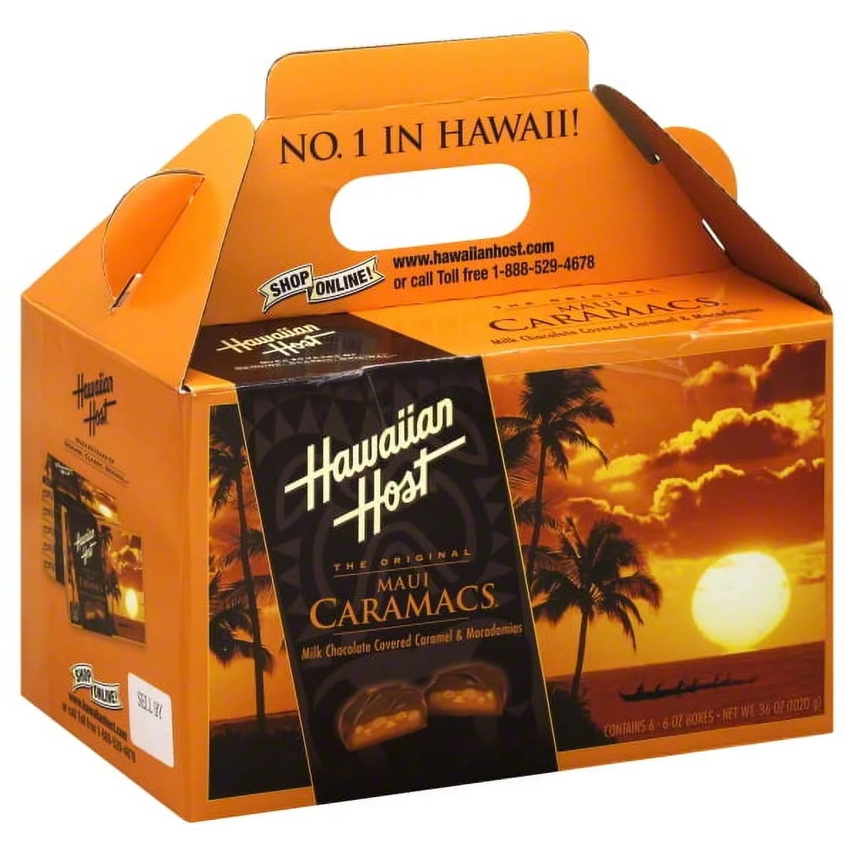 Hawaiian Host Milk Chocolate Covered Caramel Macadamias, 6 Oz., 6 Count