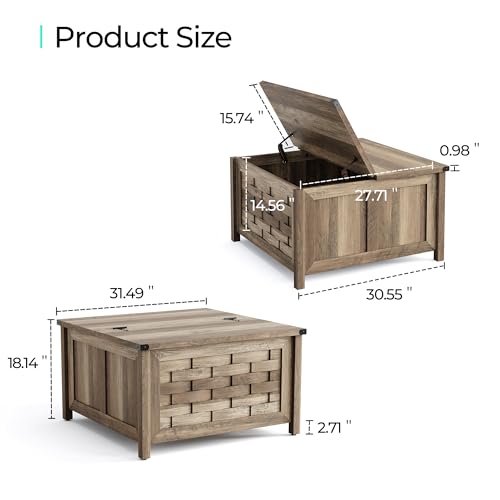 LINSY HOME Farmhouse Coffee Table, 31.5