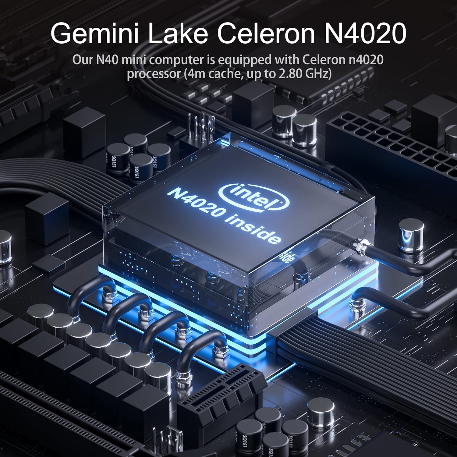 MINISFORUM N40 Mini PC Fanless Silent Desktop Computer 4GB RAM, 64GB eMMC Micro PC, Celeron N4020 up to 2.8GHz, 1000M LAN, HDMI&VGA, Support Auto Power On Mini Computer