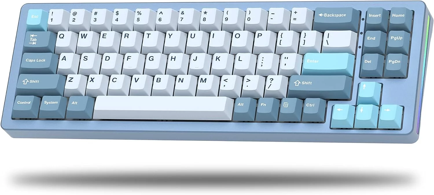 Womier S-K71 75% Keyboard, Wireless Mechanical Keyboard CNC Aluminum Alloy Shell, Hot-swappable RGB Keyboard w/Pre-lubed Switches, Bluetooth/2.4G/Wired, Gasket Mounted for Mac/Win(Blue) - Radiant Selections