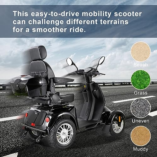 Mobility Scooters for Seniors & Adults Heavy Duty 4 Wheel Electric Powered Mobility Scooter 330lbs Capacity All Terrain Mobile Scooter Wheelchair Device for Travel w/Long Range Battery Remote Keys