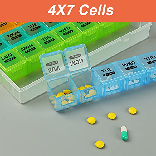 Monthly Pill Organizer 1 Time a Day with DustProof Case, Extra Large 4 Weeks Pill Box Once a Day, 28 Days Pill Container 1 Per Day, Weekly Vitamin Case, Daily Medicine Organizer for Fish Oil