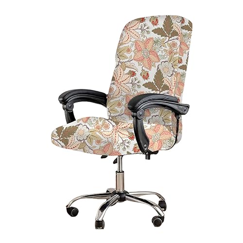 Office Chair Covers Stretch Computer Chair Slipcover Universal Rotating Desk Chair Slipcover Printed Removable Boss Chair Seat Cover Armchair Cover with Zipper for Desk Computer Chair Large 18