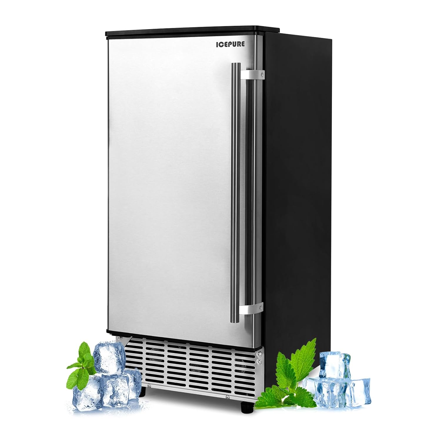 ICEPURE Commercial Ice Maker, Built in/Under Counter Ice Maker Machine with Drain Pump, 80 Lbs/24H, Auto-Cleaning, 24H Timer, 26Lbs Storage, Stainless Steel, Perfect for Commercial & Home