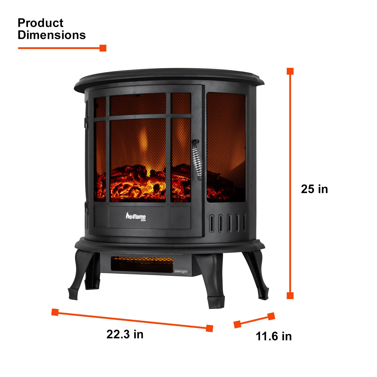 E-Flame USA Regal Free Standing Electric Fireplace Stove - Black