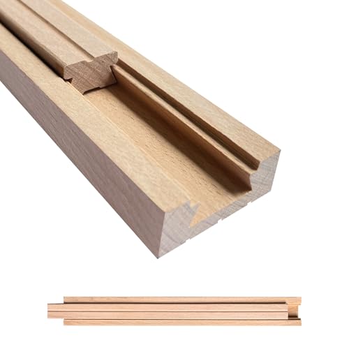 Wood Drawer Slides Classic Guide Undermount Center Mount Track 15.7 Inchs, Wooden Drawer Glides Bottom Rails Replacement Kit (L001-16In)