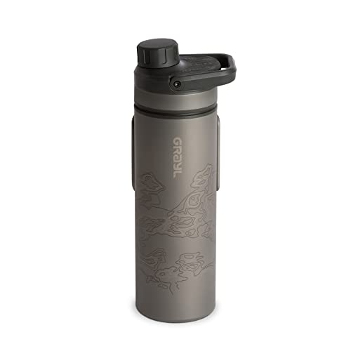 GRAYL UltraPress Titanium 16.9 oz Water Purifier & Filter Bottle for Hiking, Backpacking, Survival, Bushcraft, Travel