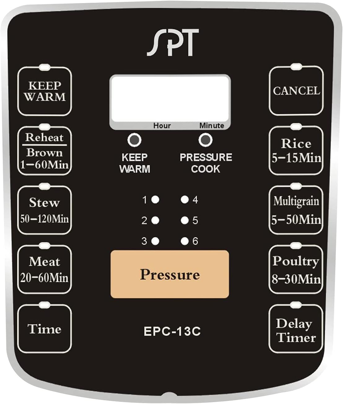 EPC-13CA: 6.5-Quart Stainless Steel Electric Pressure Cooker with Quick Release Button