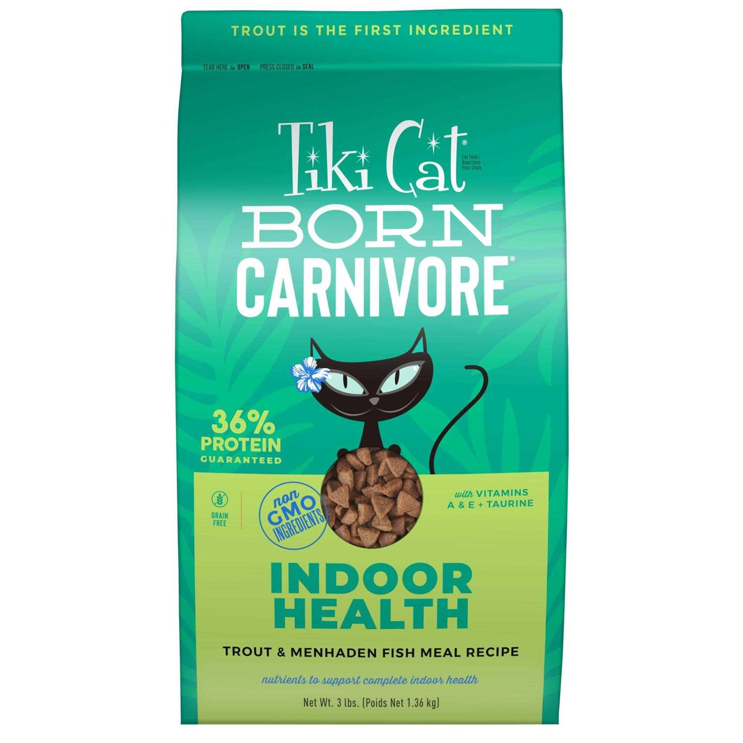 Tiki Cat Born Carnivore Indoor Health Trout & Menhaden Fish Meal Recipe 3-lb - Pet Supplies online store