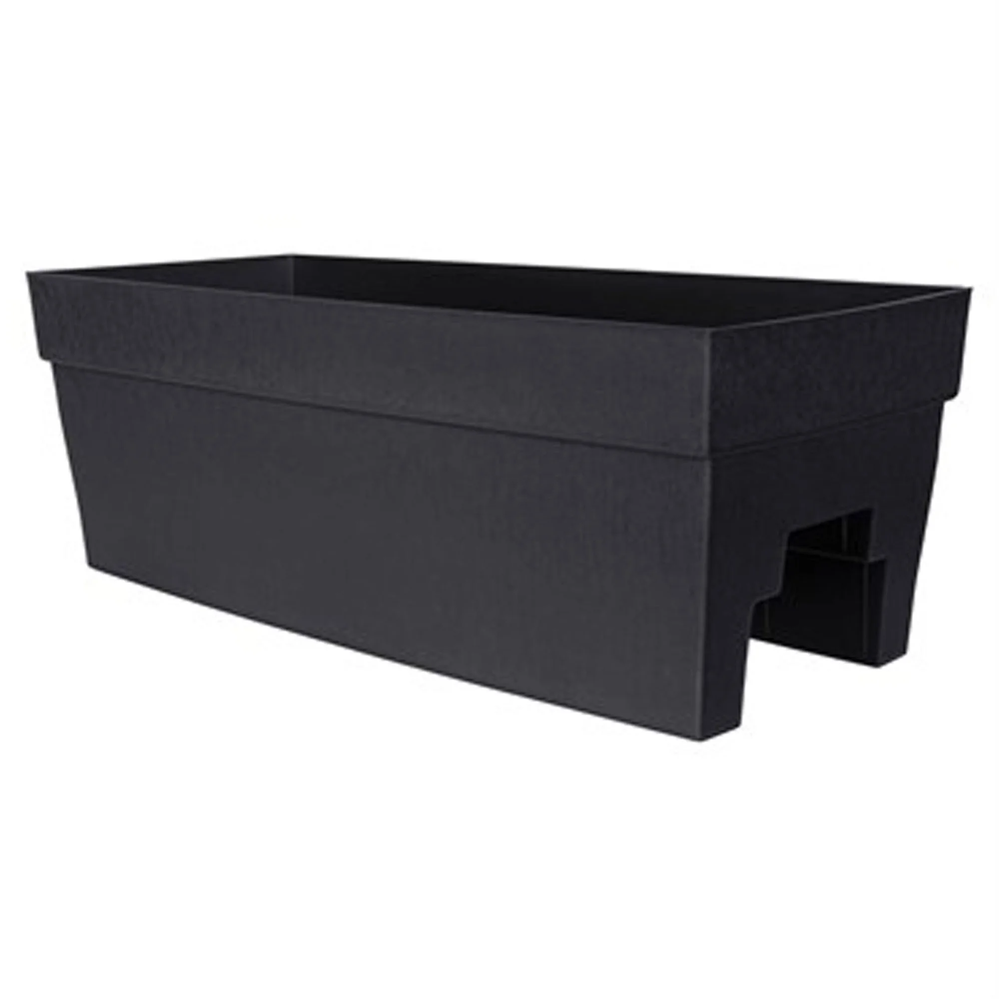 DCN Plastic Harmony Indoor/Outdoor Self Watering Deck Rail Planter, Black