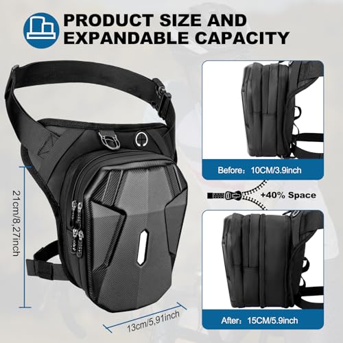 Thigh Bag, Motorcycle Leg Bag for Men Women, Drop Leg Bag with Removable Leg Straps, Multifunctional Leg Pouch for Cycling Hiking Camping Fishing Travel Outdoor