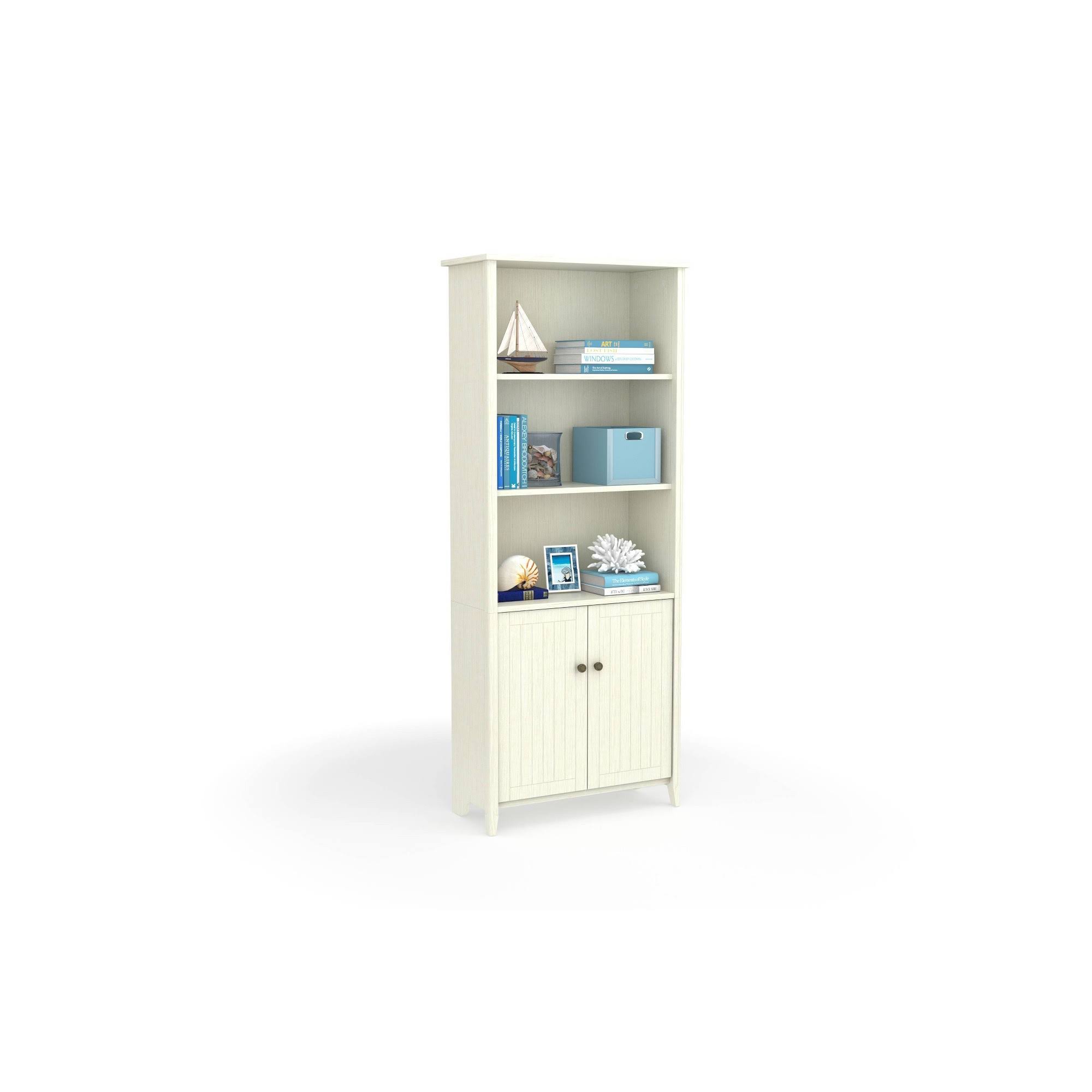 Quarters u0026 Craft High Tide Collection Home Office Library Bookcase, in Weathered White (QCLIBBWH)