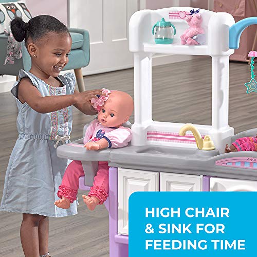 Step2 Love & Care Deluxe Baby Doll Nursery Playset for Kids, Compact Changing Station & Crib, Made of Durable Plastic, Includes Toy Accessories, For Toddlers 2-6 Years Old, Pink