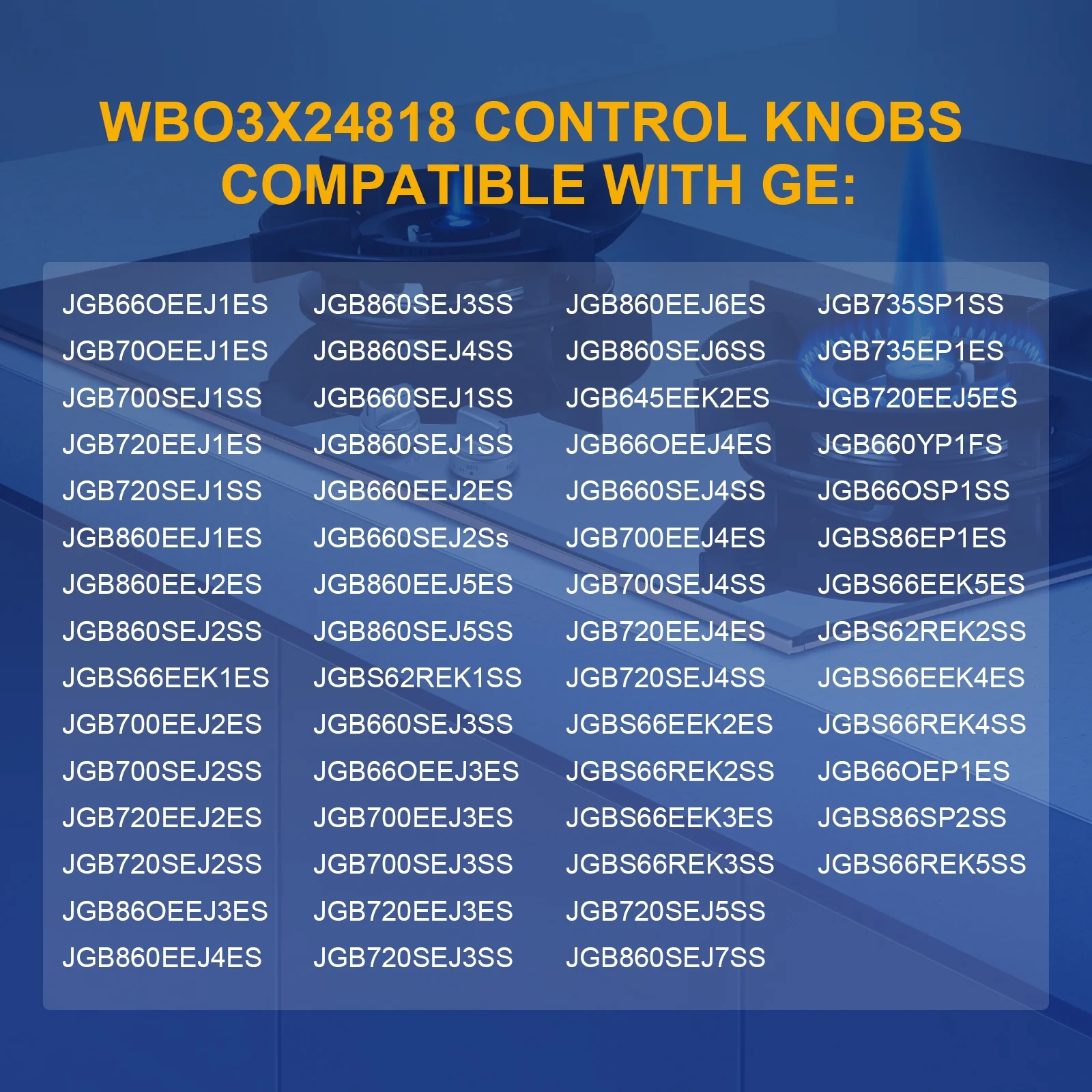 Qzanyee 5 Packs Gas Stove Knobs Replacements for GE Stove Knob Stainless Steel Range Burner Control Knob