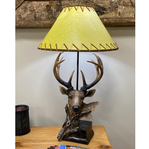 Rivers Edge Products Rustic Deer Table Lamp and Desk Lamp, Hand Painted Poly Resin, Rustic Home Decor and Unique Room Decor for Living Room or Bedroom, 40 Watt Bulb (Included), Design Deer