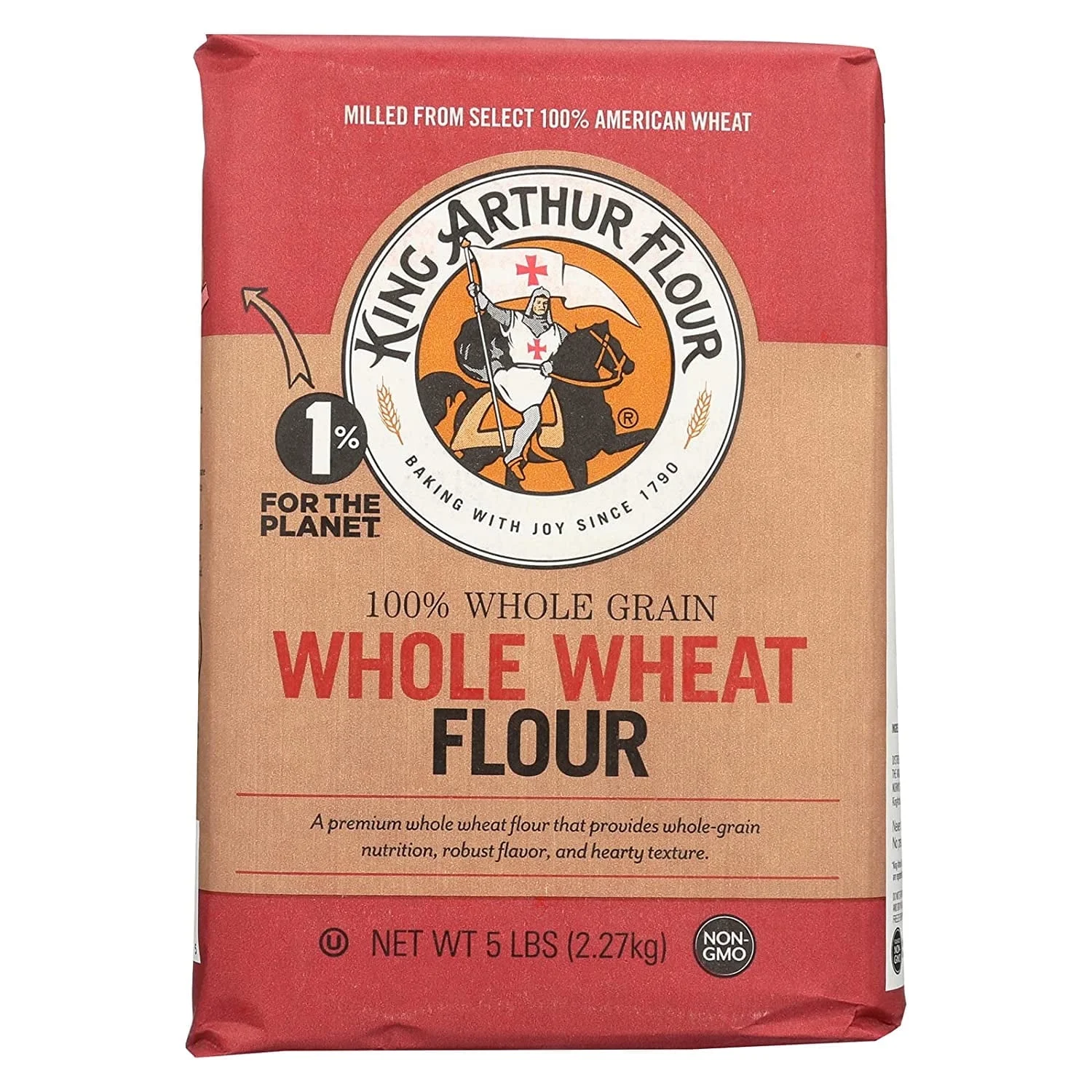 King Arthur Baking Company Traditional Whole Wheat Flour 5 lbs Pack of 4
