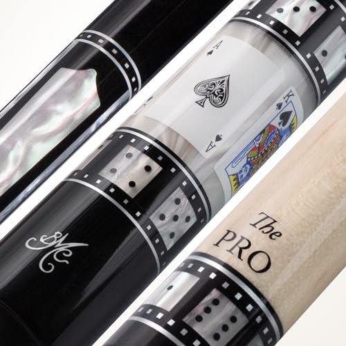 Meucci Pool Cues - BMC Casino 10 - Professional Billiard Pool Stick with Card and Ivory Dice Sleeve, Ebony Color Wrap, Power Piston Forearm - 19 Oz Low Deflection Pool Cue Stick