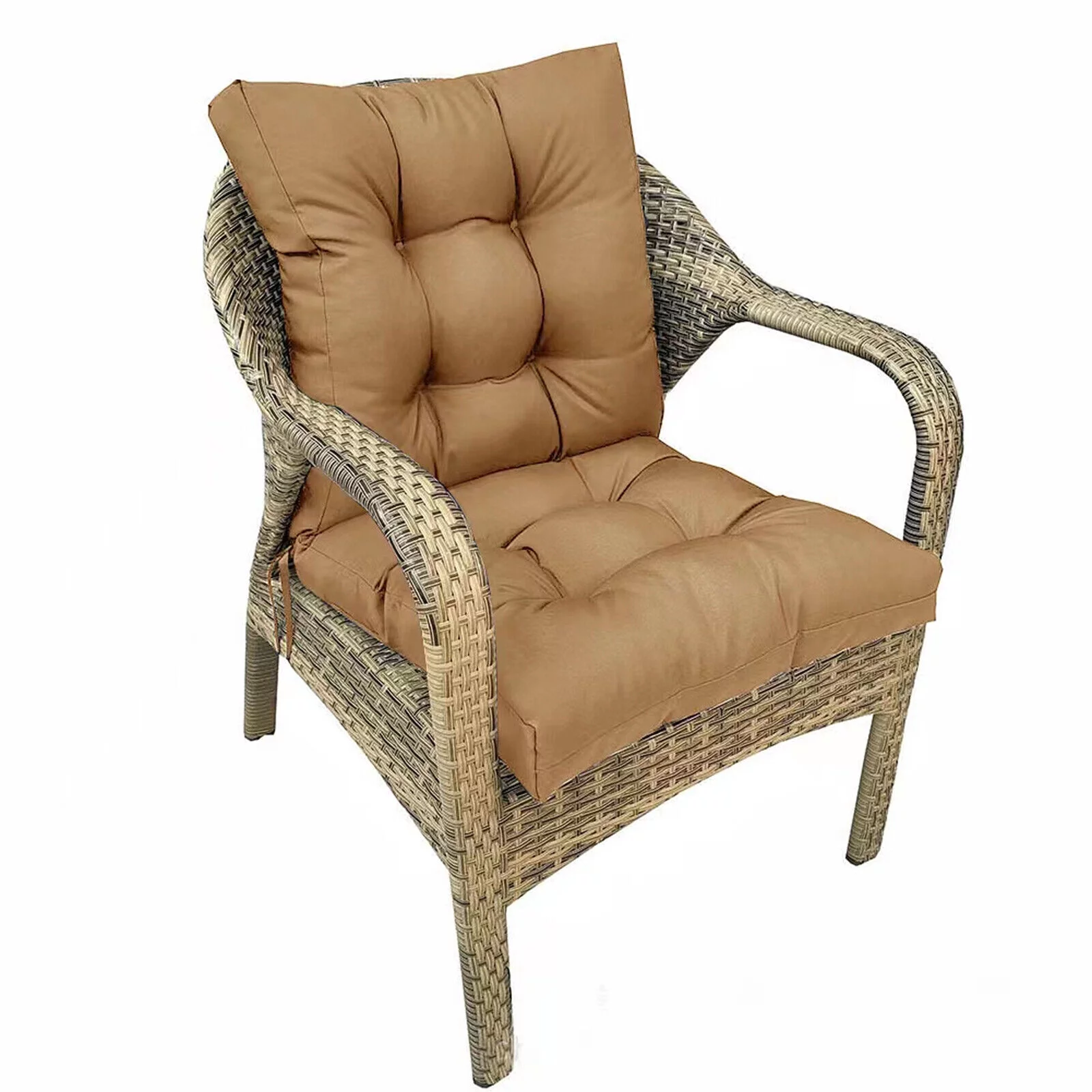 TOPCHANCES Outdoor Seat/Back Chair Cushion for Patio Garden Seat Pad, Spring/Summer Seasonal All Weather Replacement Cushions, Light Brown