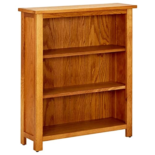 3-Tier Bookcase Solid Oak Wood, Wooden Bookshelf cabinets Display Shelves Organizer for Books, Magazines, documents, CDs, Records, collectables Home Office, 27.6