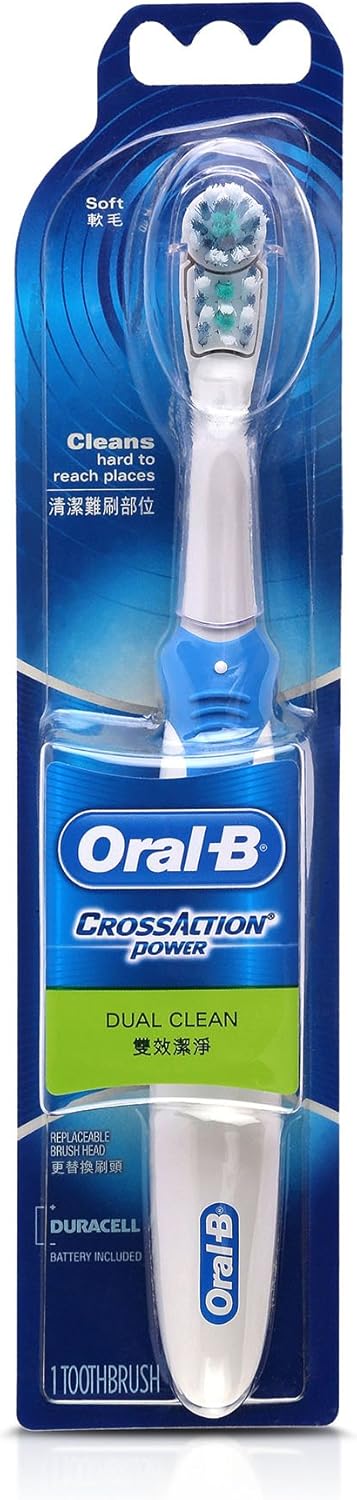 Oral-B CrossAction Power Toothbrush, White, Battery Powered