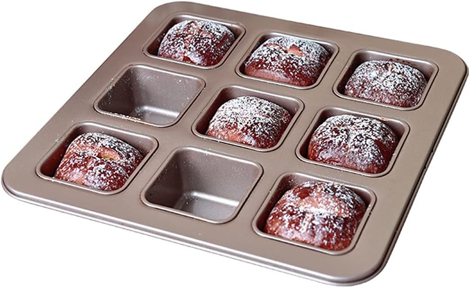 Brown Color Regular 9 Brownies Baking Square Non-stick Home Burger Dessert Cake Baking Small Baking Pans For Toaster Oven Stainless Steels