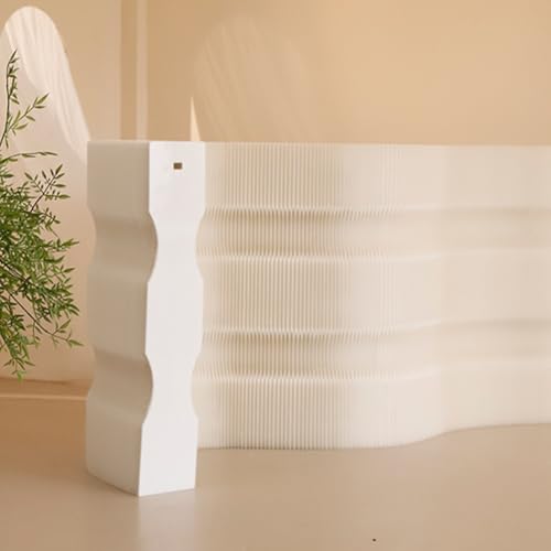 Paper Privacy Partition, Folding Indoor Room Divider, Decorative Panel Screen Wall for Office Clothing Store Coffee Shop(Beige,50x20x118cm)