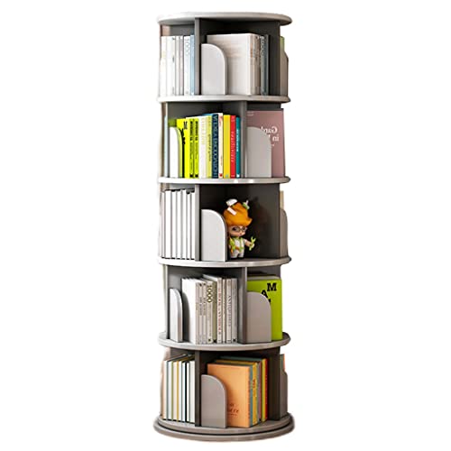 Revolving Bookshelf Rotating Bookcase 5-Shelf Multifunctional 360 Degree Rotating Bookcase for Bedroom Living Room and Home Office (Color : Grey, Size : 50 * 157cm)