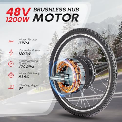 PEXMOR Electric Bike Conversion Kit, 48V 1200W 26