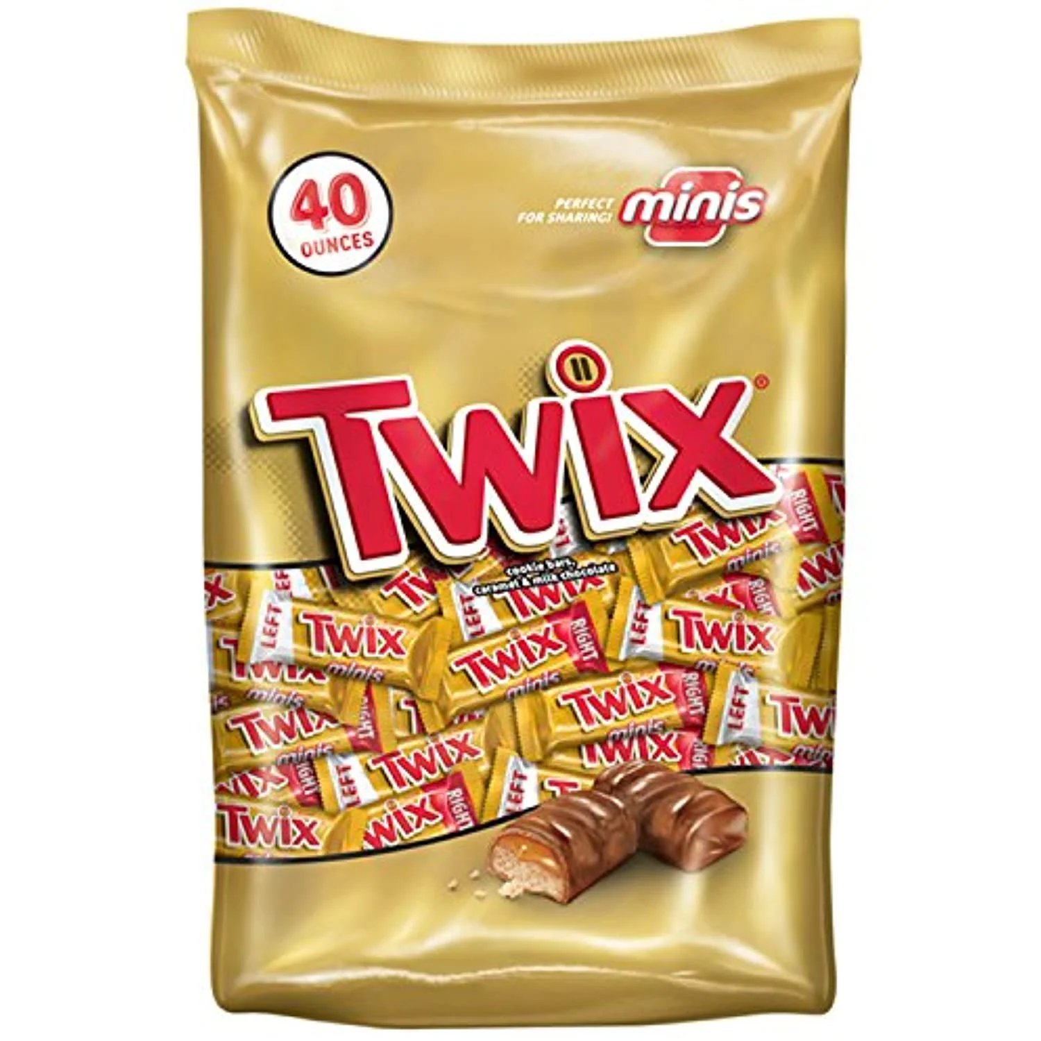 Twix Caramel Minis Size Chocolate Cookie Bar Candy 40-Ounce Bag