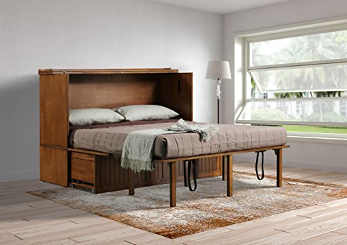 Murphybedz Tuscany Murphy Cabinet Chest Bed with Charging Station 6 Inch, Queen (Blonde Oak)…