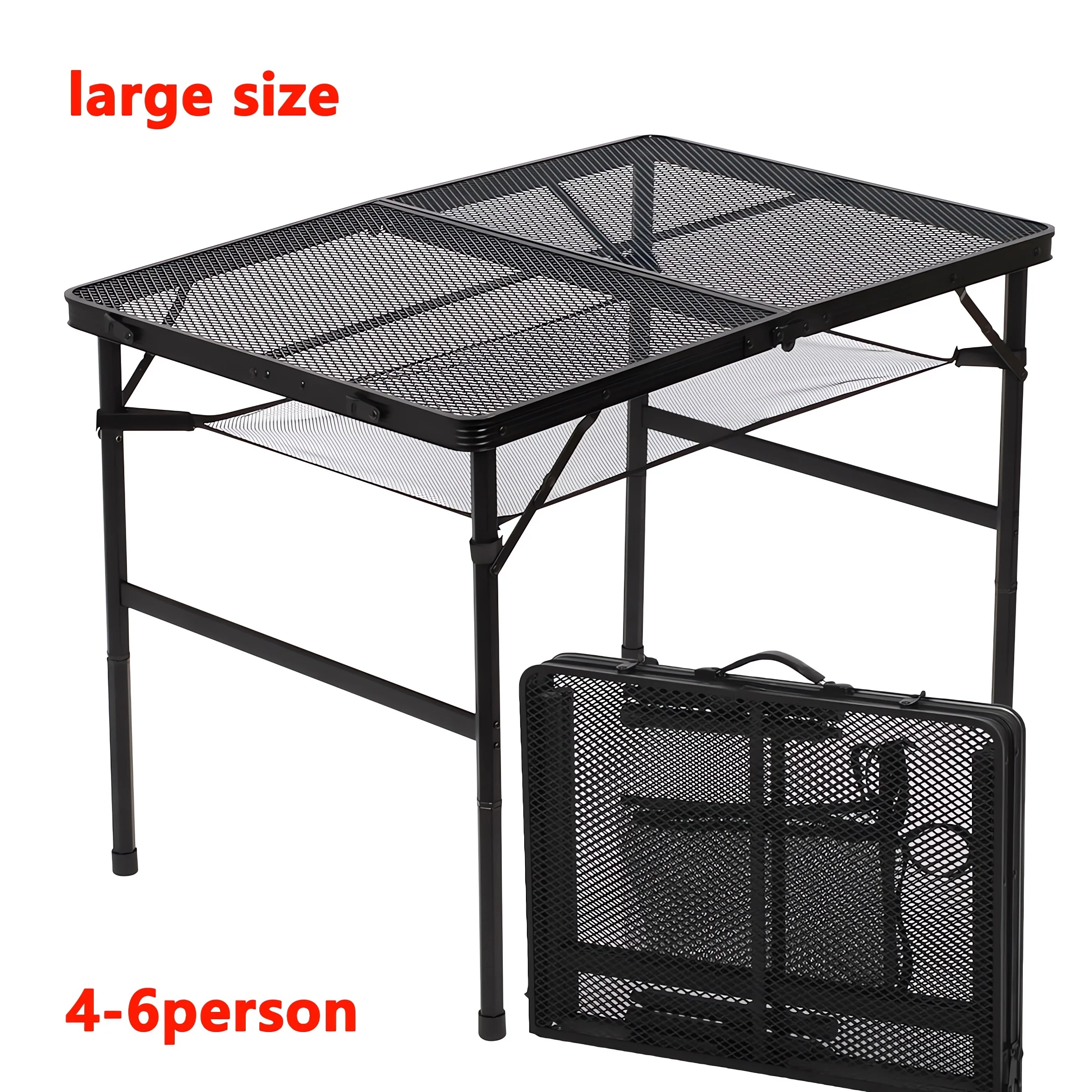 tonchean Folding Grill Table, Adjustable Height Collapsible Table for Camping Cooking BBQ RV Picnic, Portable Aluminum Metal Grill Stand