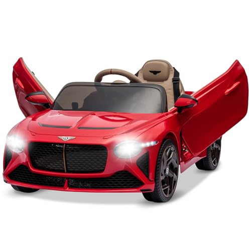 GAOMON 12V Ride on Car, Licensed Bentley Bacalar Kids Electric Car w/Parent Remote Control, 3 Speeds, Scissor Doors, Music, LED, Kids Cars to Drive Gift for Boys Girls, White