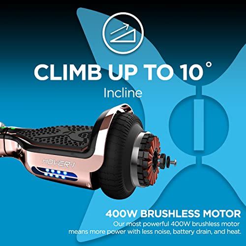 Hover-1 Chrome Electric Hoverboard | 6MPH Top Speed, 6 Mile Range, 4.5HR Full-Charge, Built-In Bluetooth Speaker, Rider Modes: Beginner to Expert
