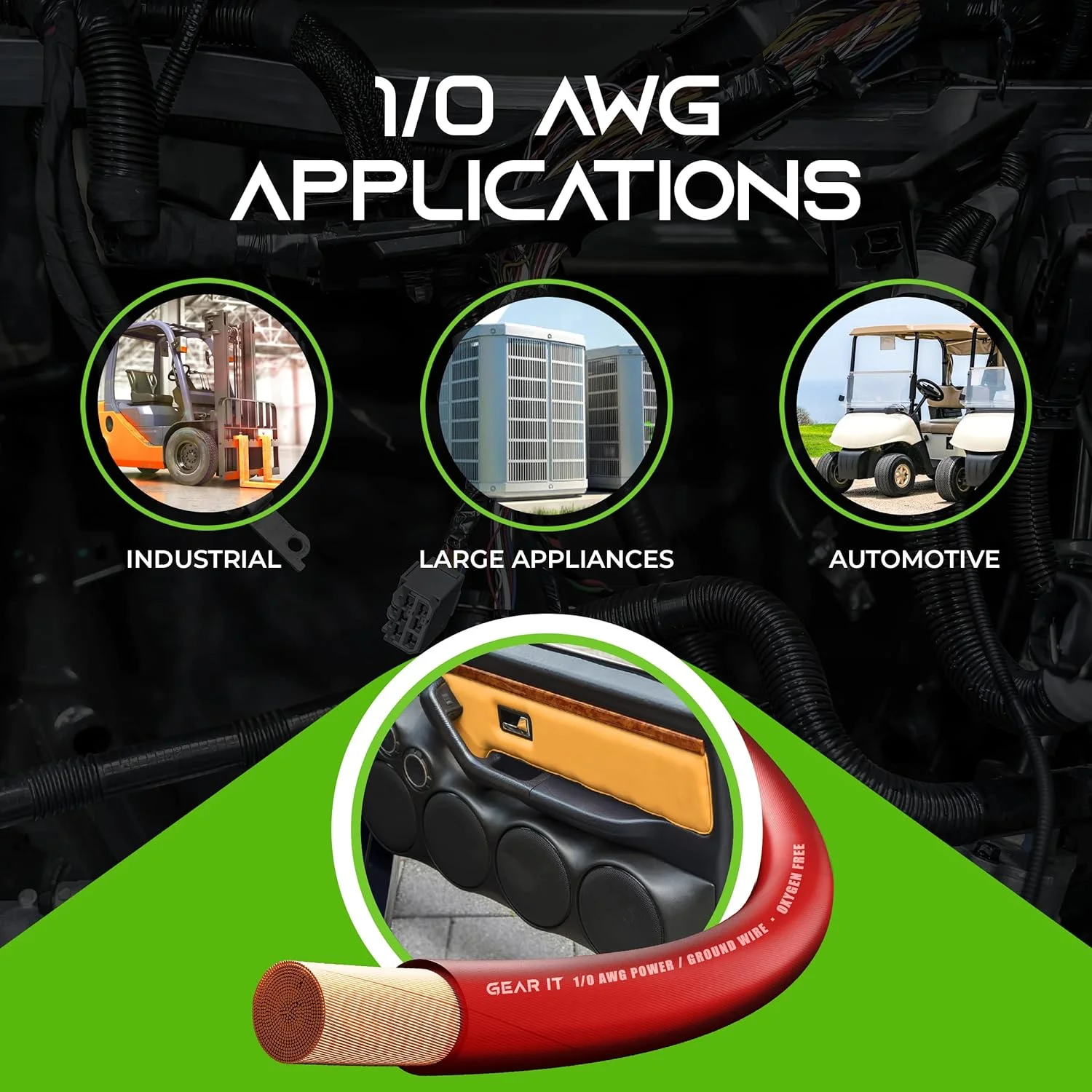 GearIT 1/0 Gauge Wire Oxygen Free Copper OFC (25ft - Red Translucent) 0 AWG - Primary Automotive Wire Power/Ground, Battery Cable, Car Audio Speaker, RV Trailer, Amp, Electrical 0ga - 25 Feet