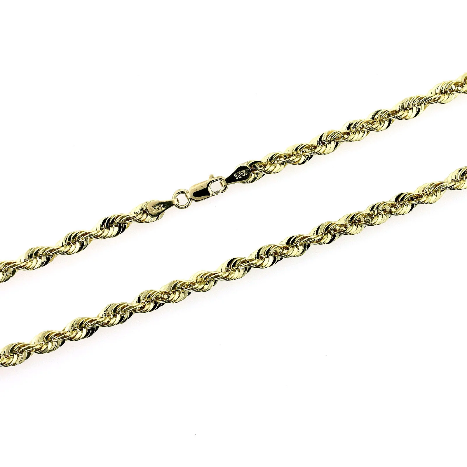 10K Yellow Gold Rope Chain Necklace 4MM 18