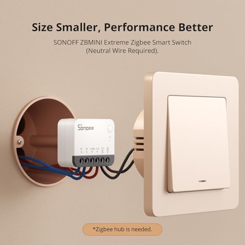 SONOFF ZigBee Smart Light Switch, SONOFF Zigbee Hub Required, Interruptor Inteligente Voice Control with Alexa & Google Home, Neutral Line Required Smart Home Device, Zigbee Switch ZBMINIR2 2-Pack