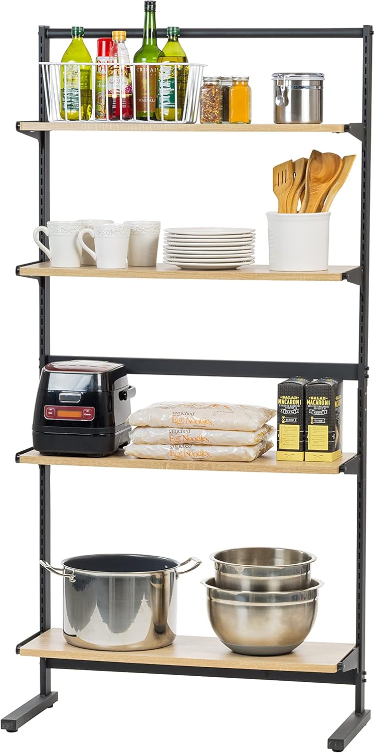 SWR-4 Baker’s Rack with Storage Adjustable Shelves, Coffee Station, Small Closet Organizer