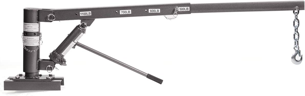 Stark 1/2 Ton Capacity Pickup Truck Extra Lift Hoist Load Crane Telescopic 1100lbs Extension Lock Position Swivel Base