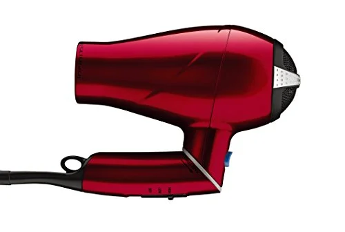InfinitiPRO by Conair Travel Size Compact with Folding Handle Professional Ionic Hair Dryer, 1875 Watts, Red